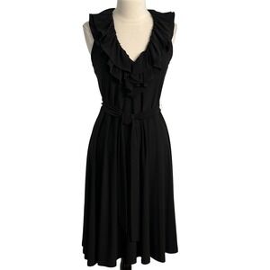 American Living Women's Elegant Layered Ruffle Trim V-Neckline Dress